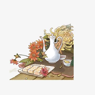 卡通重阳节手绘插画素材免抠