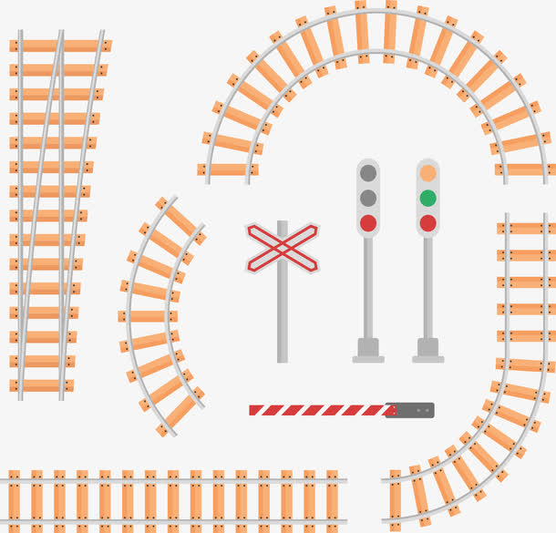 铁轨红绿灯免抠