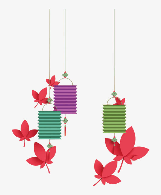 带红花的灯笼免抠