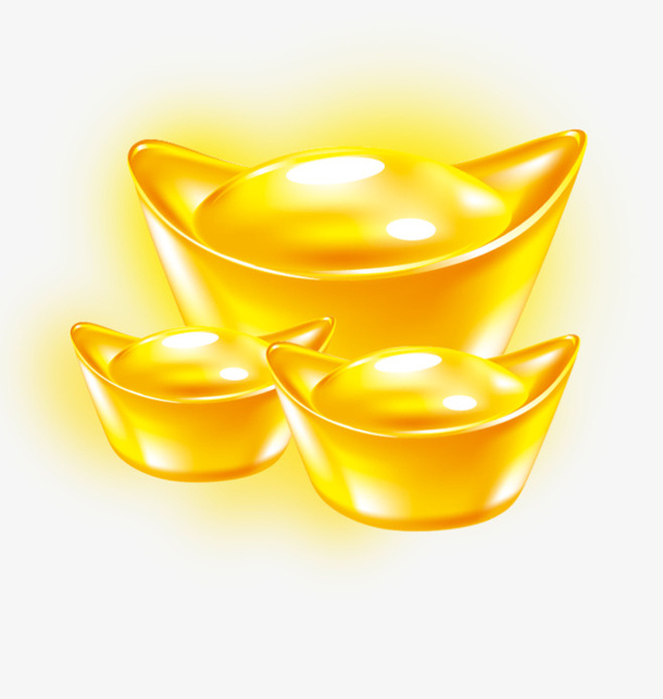 手绘闪闪发光金元宝免抠