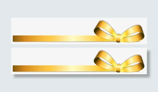 金色丝带分割线免抠