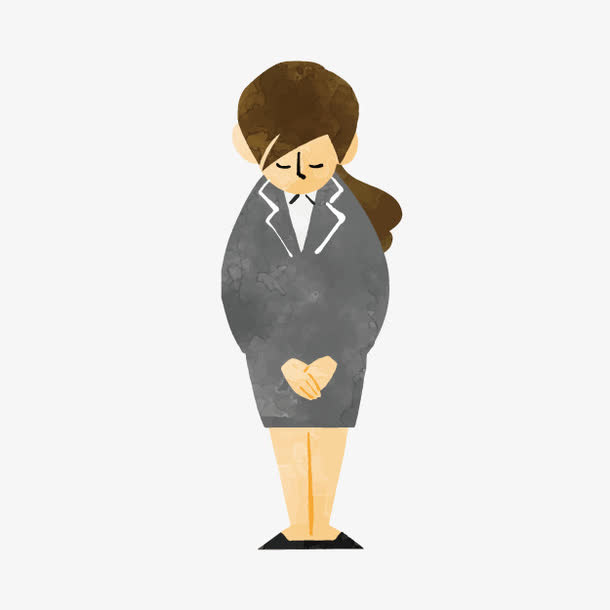 卡通鞠躬女生免抠