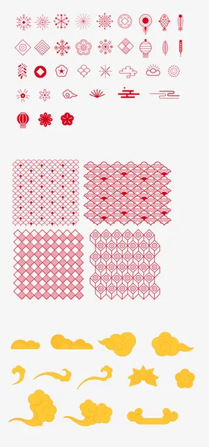 中国风雪花新年元素背景纹理免抠