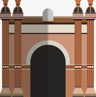 手绘卡通欧式城门免抠