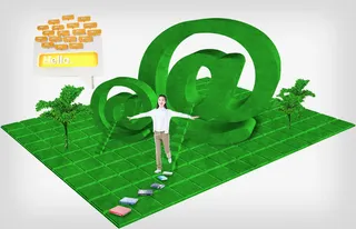 绿草地上的人物符号免抠