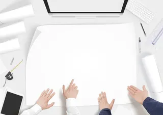 指着图纸讨论的商务人背景素材高清