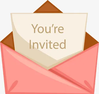 卡通粉色信封邀请函免抠