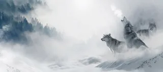 中国风山水群狼背景banner高清