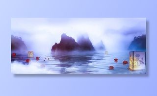 山水雾气背景图免抠