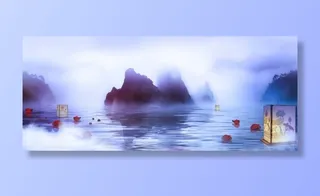 山水雾气背景图免抠