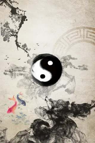 中国风黑白太极纹理背景素材高清
