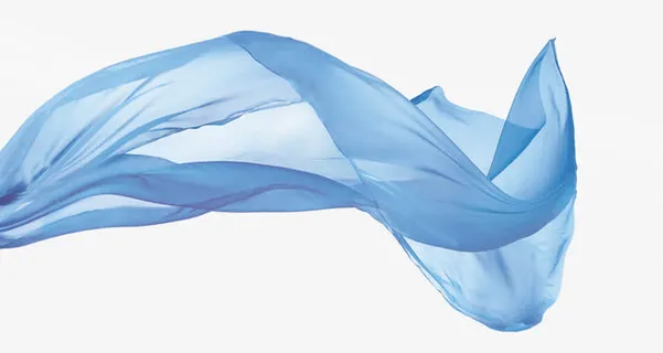 蓝色丝带飘纱免抠