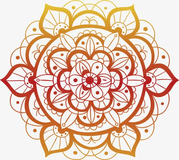 橘色渐变花纹免抠
