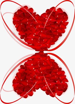 矢量手绘花瓣爱心免抠