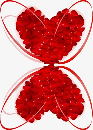 矢量手绘花瓣爱心免抠