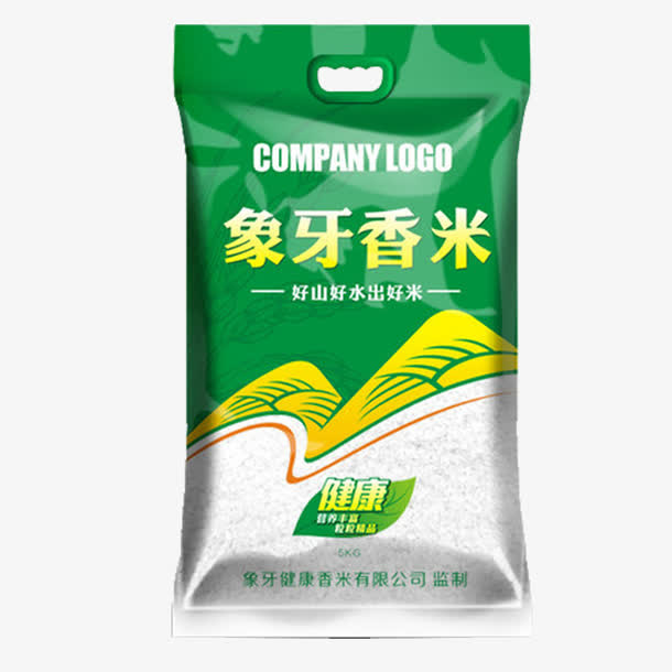 象牙香米绿色包装免抠