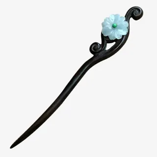 古典步摇流苏翡翠木兰簪子免抠