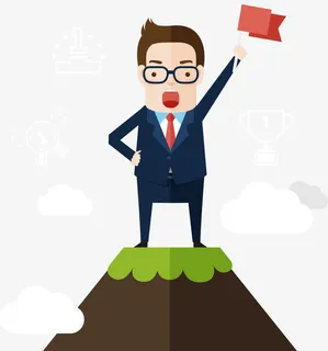 举着旗帜的商务人物免抠