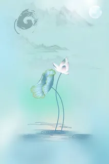 绿色矢量水墨荷花海报背景高清 绿色矢量水墨荷花海报背景高清