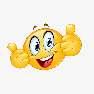 卡通举双手点赞的笑脸素材免抠