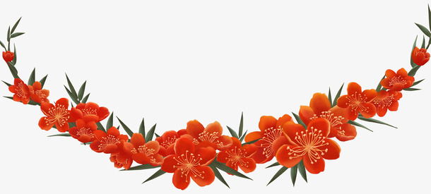 卡通手绘黄色小花盛开花圈免抠