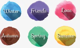 可爱四季主题PPT元素矢量图免抠