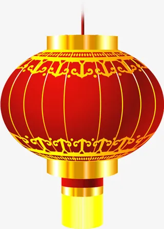 红色手绘圆形灯笼春节免抠
