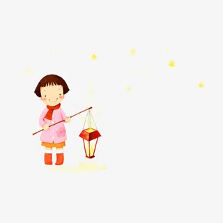 灯笼小女孩免抠