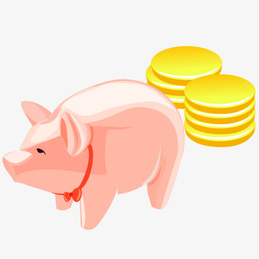 存钱罐猪金币免抠