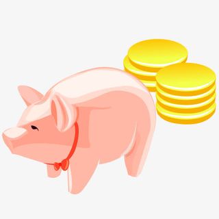 存钱罐猪金币免抠
