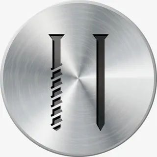 圆形银色金属拉丝螺丝钉图标免抠