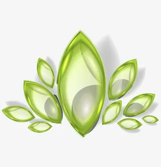 精美绿色花瓣水晶矢量素材免抠