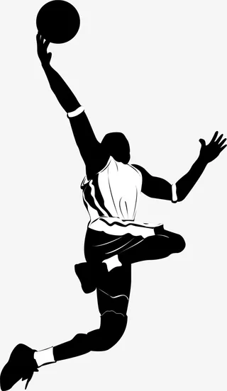 白衣立体灌篮运动员免抠