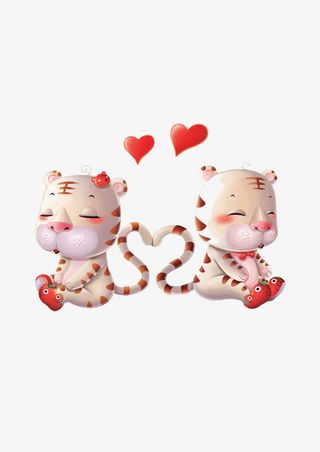 卡通两只小老虎免抠