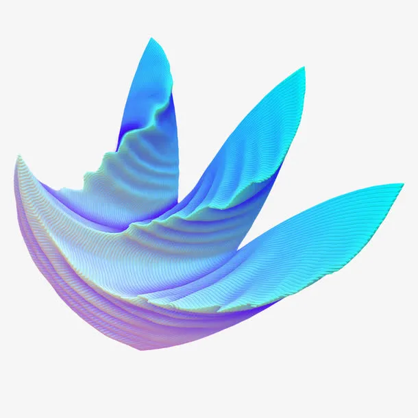 紫色蓝色渐变几何抽象波浪曲线图免抠