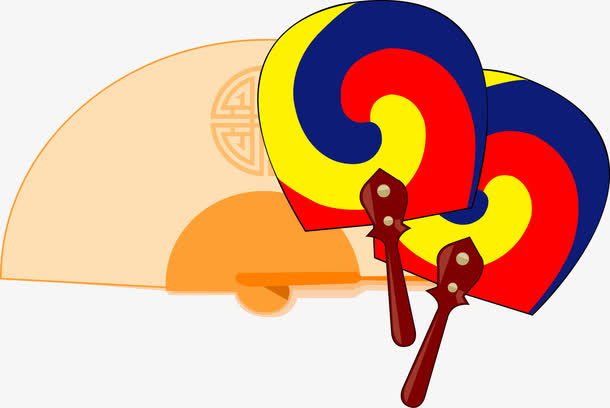 矢量韩国新年扇子元素免抠