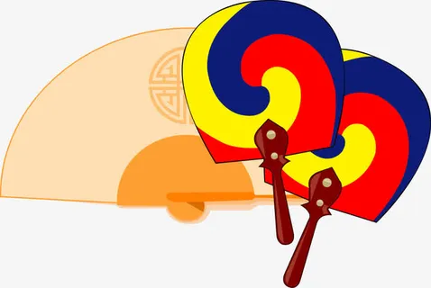 矢量韩国新年扇子元素免抠