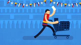 手绘蓝色场景海报免抠