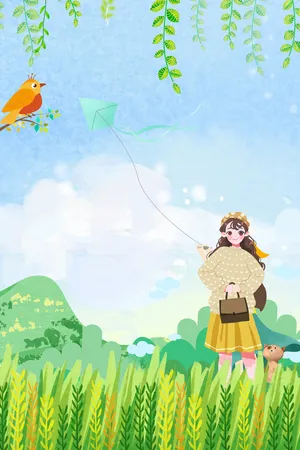 春天枝叶手绘卡通元素图高清卡通手绘背景