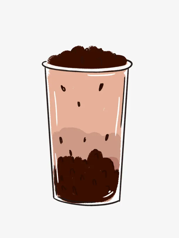 手绘珍珠奶茶免抠
