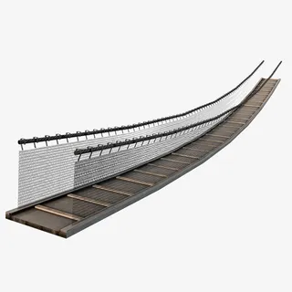 铁索棕色木头小铁索桥免抠