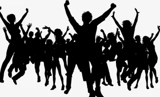 黑色简约人群免抠