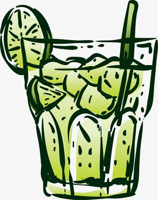 绿色水彩手绘饮品免抠