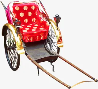 黄包车古典花纹新年免抠