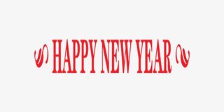 红色新年快乐英文简约艺术字免抠