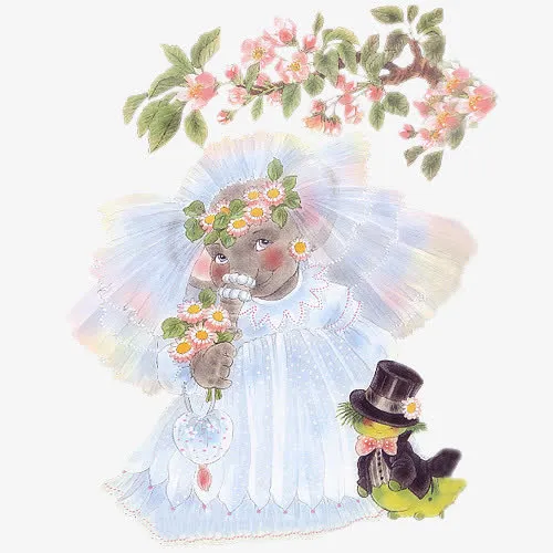 小象和桃花免抠