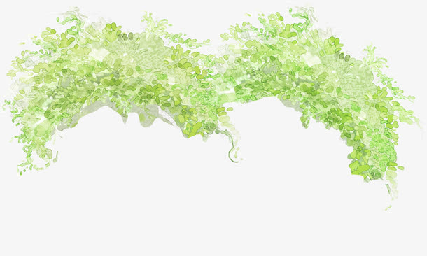 手绘绿色春天展架免抠