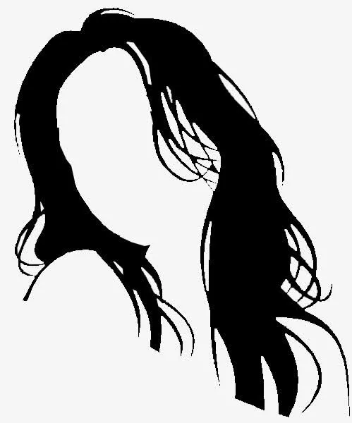 黑白女士长波浪卷发型免抠