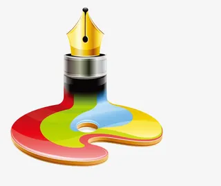 创意色彩钢笔设计免抠