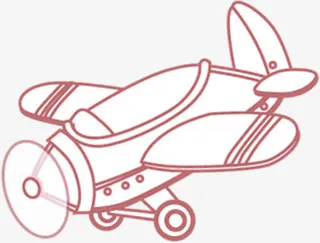开学季红色手绘小飞机免抠
